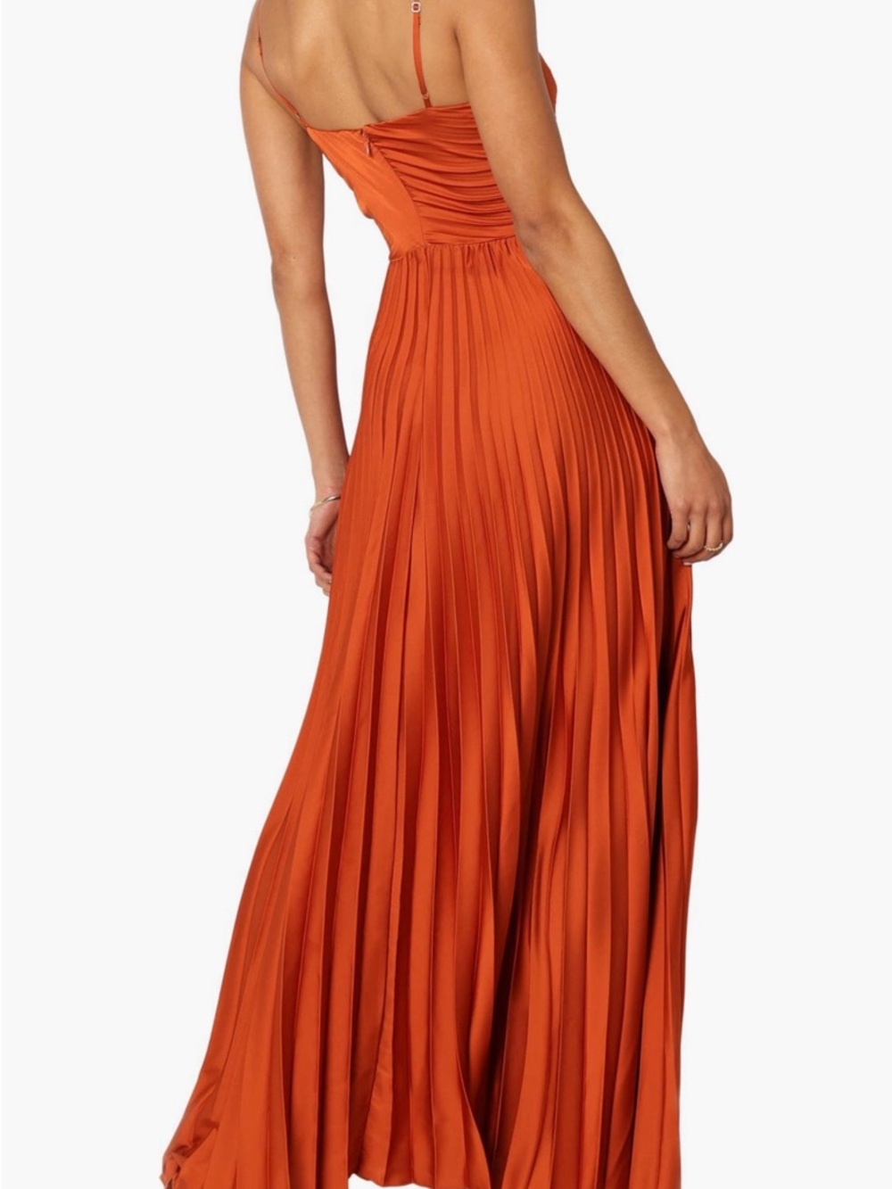 Petal & Pup Copper-Orange Pleated Maxi Dress - Picture 7 of 10